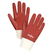Red Smooth-Finish Chemical-Resistant Gloves, Size 9, 10" L, PVC, Interlock Inner Lining, Heavy Weight SEE806R | Zenith Safety Products