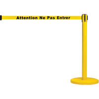 Free-Standing Crowd Control Barrier, Steel, 35" H, Yellow Tape, 7' Tape Length SEE818 | Zenith Safety Products