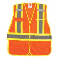SEF102R Surveyor's Safety Vest, High Visibility Orange, Large, Polyester