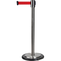 Free-Standing Crowd Control Barrier, Steel, 35" H, Red Tape, 12' Tape Length SDL103 | Zenith Safety Products