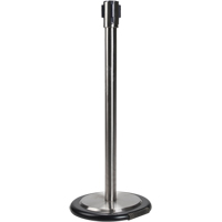 Free-Standing Crowd Control Barrier Receiver Post With Wheels, 35" High, Stainless SEI761 | Zenith Safety Products