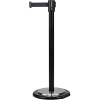Free-Standing Crowd Control Barrier, Steel, 35" H, Black Tape, 12' Tape Length SDL104 | Zenith Safety Products