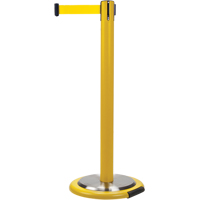 Free-Standing Crowd Control Barrier, Steel, 35" H, Yellow Tape, 12' Tape Length SDL105 | Zenith Safety Products
