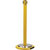 Free-Standing Crowd Control Barrier Receiver Post With Wheels, 35" High, Yellow SEI765 | Zenith Safety Products