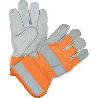 SEK236R Gants d'ajusteur haute visibilit&eacute; de premi&egrave;re qualit&eacute;, Grand, Paume en Cuir de vache refendu, Doublure en Coton