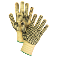 SFP801 Gants tricot&eacute;s deux c&ocirc;t&eacute;s, sans couture, &agrave; pois, Taille Moyen/8, Calibre 7, Rev&ecirc;tement PVC, Enveloppe en Kevlar, ASTM ANSI niveau A2/EN 388 niveau 3