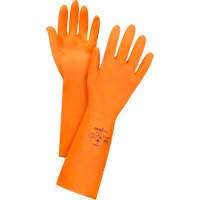 SHF704 Gants orange r&eacute;sistants aux produits chimiques, Taille 7, 13" lo, Latex, Doublure en Ouat&eacute;e, 28 mils