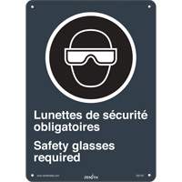 SGI143 Lunettes de S&eacute;curit&eacute; / Safety Glasses CSA Standard Safety Sign, 14" x 10", Plastic, Bilingual with Pictogram