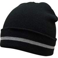 SGJ105 Knit Hat with Silver Reflective Stripe, One Size, Black