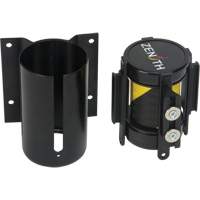 Wall Mount Barrier with Magnetic Tape, Steel, Screw Mount, 7', Black and Yellow Tape SGQ993 | Zenith Safety Products