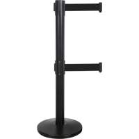 Dual Belt Crowd Control Barrier, Steel, 35" H, Black Tape, 7' Tape Length SHA662 | Zenith Safety Products