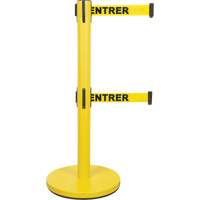 Dual Belt Crowd Control Barrier, Steel, 35" H, Yellow Tape, 7' Tape Length SHA667 | Zenith Safety Products