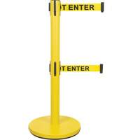 Dual Belt Crowd Control Barrier, Steel, 35" H, Yellow Tape, 7' Tape Length SHA668 | Zenith Safety Products
