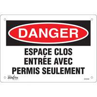 SHG590 "Espace clos" Sign, 7" x 10", Aluminum, French