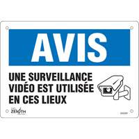 SHG591 "Surveillance vid&eacute;o" Sign, 7" x 10", Plastic, French with Pictogram
