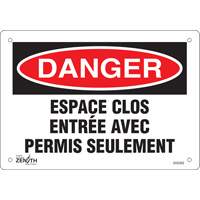 "Espace clos" Sign, 7" x 10", Plastic, French SHG593 | Zenith Safety Products