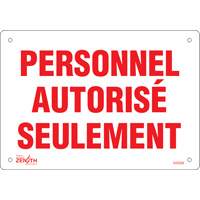 "Personnel autorisé seulement" Sign, 7" x 10", Plastic, French SHG594 | Zenith Safety Products