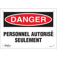 SHG596 "Personnel autoris&eacute; seulement" Sign, 7" x 10", Plastic, French