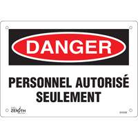 "Personnel autorisé seulement" Sign, 7" x 10", Plastic, French SHG596 | Zenith Safety Products