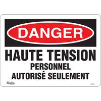 "Haute tension" Sign, 10" x 14", Vinyl, French SHG599 | Zenith Safety Products