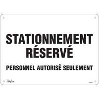 Panneau pour aire de stationnement « Stationnement réservé », 10" x 14", Aluminium, Français SHG602 | Zenith Safety Products