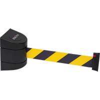 Wall Mount Barrier with Tape Cassette, Plastic, Magnetic Mount, 15', Black and Yellow Tape SHH170 | Zenith Safety Products