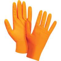 SHJ694 Heavyweight Tactile Grip Examination Gloves, Small, Nitrile, 8-mil, Powder-Free, Orange