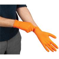 SHJ694 Heavyweight Tactile Grip Examination Gloves, Small, Nitrile, 8-mil, Powder-Free, Orange