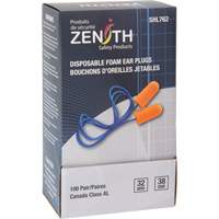 Foam Earplugs, Pair - Polybag, Corded SHL762 | Zenith Safety Products