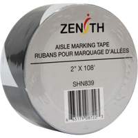 SHN839 Aisle Marking Tape, 2" x 108', PVC, Black and White