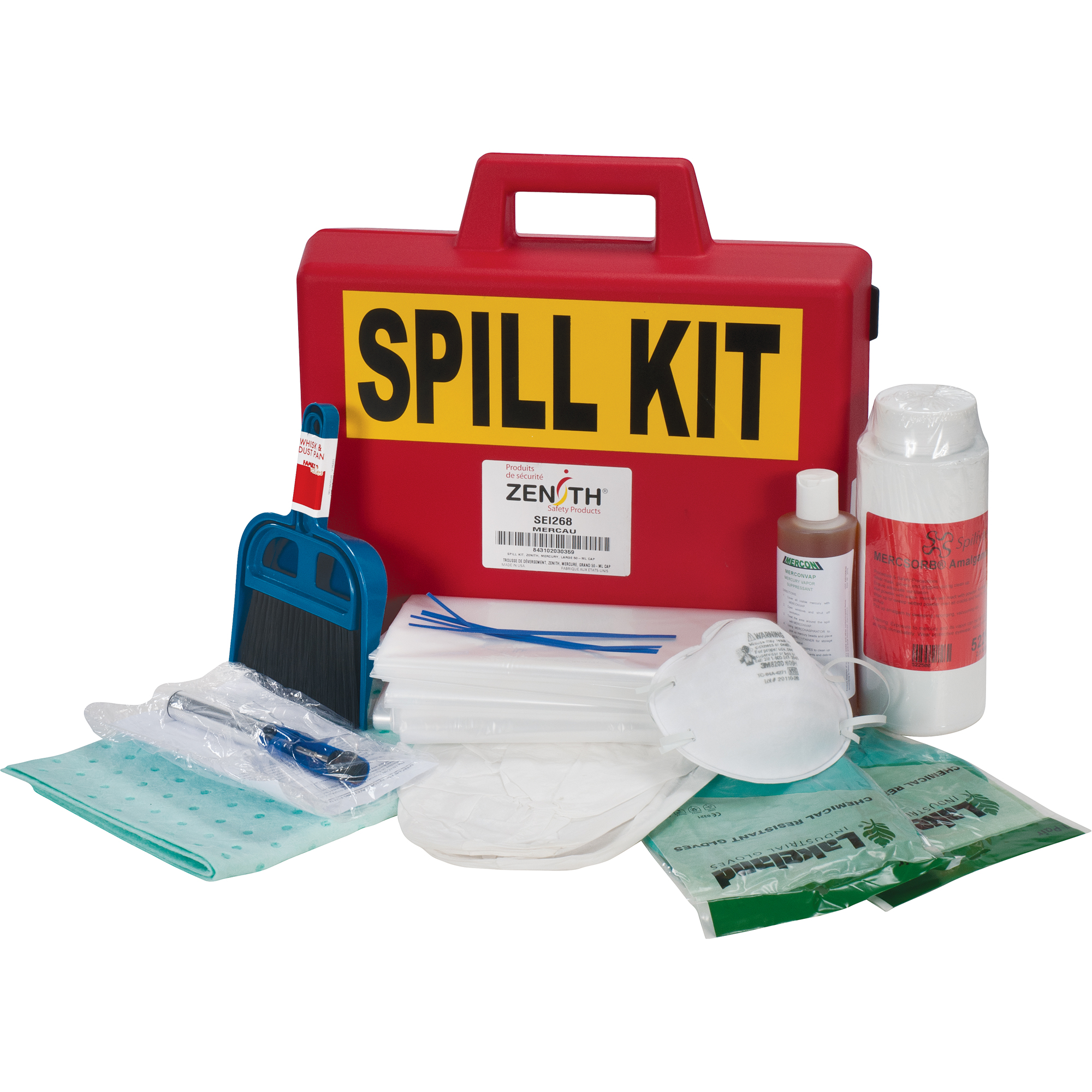Zenith Safety Products Mercury Spill Kit, Hazmat, Case, 50 ml