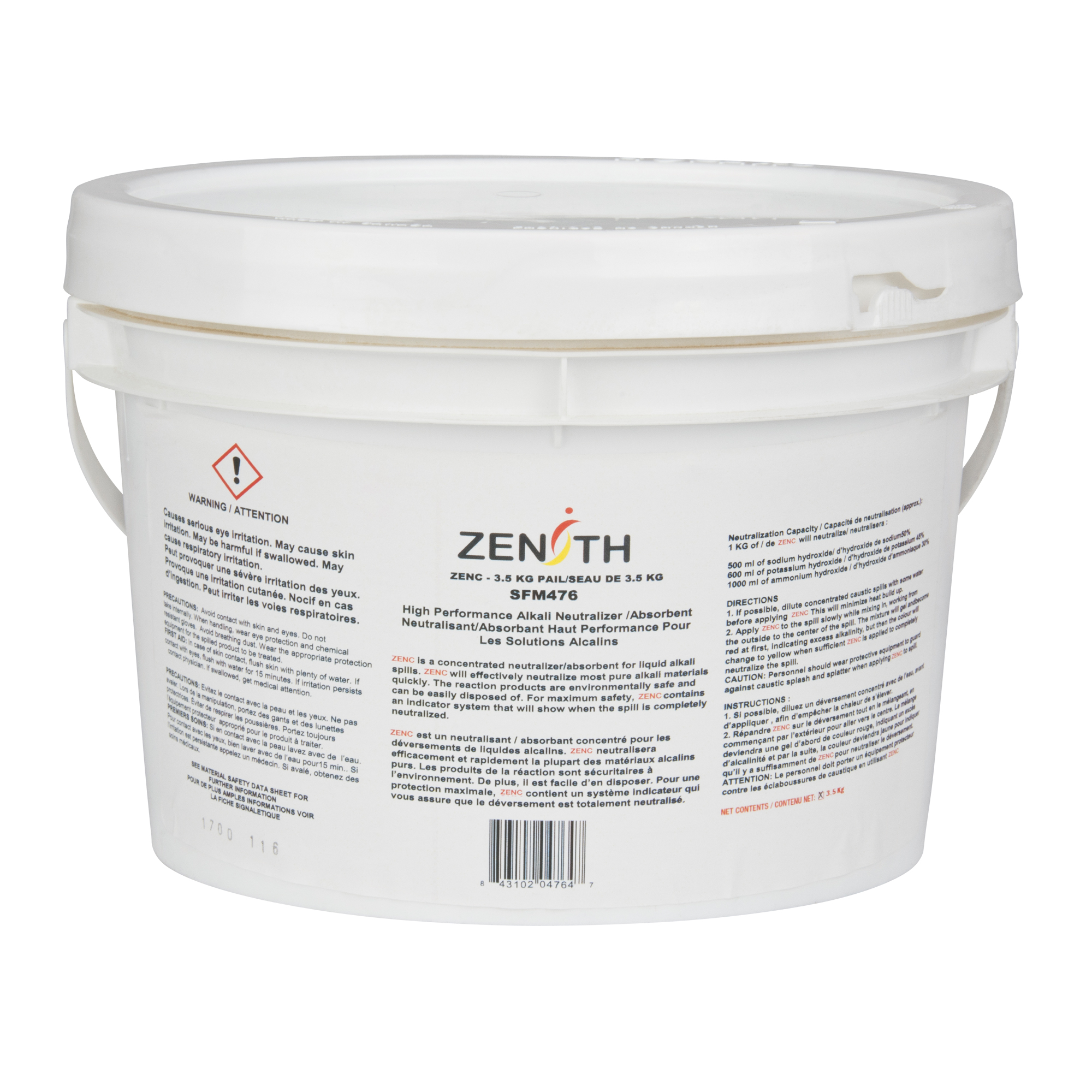 Zenith Safety Products Base Sorbent Neutraliser, Dry, 3.5 kg, Caustic