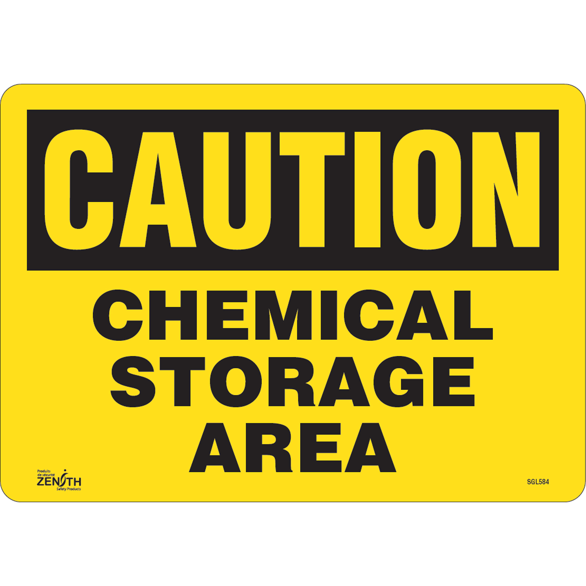 Zenith Safety Products "Chemical Storage Area" Sign, 10" x 14", Vinyl