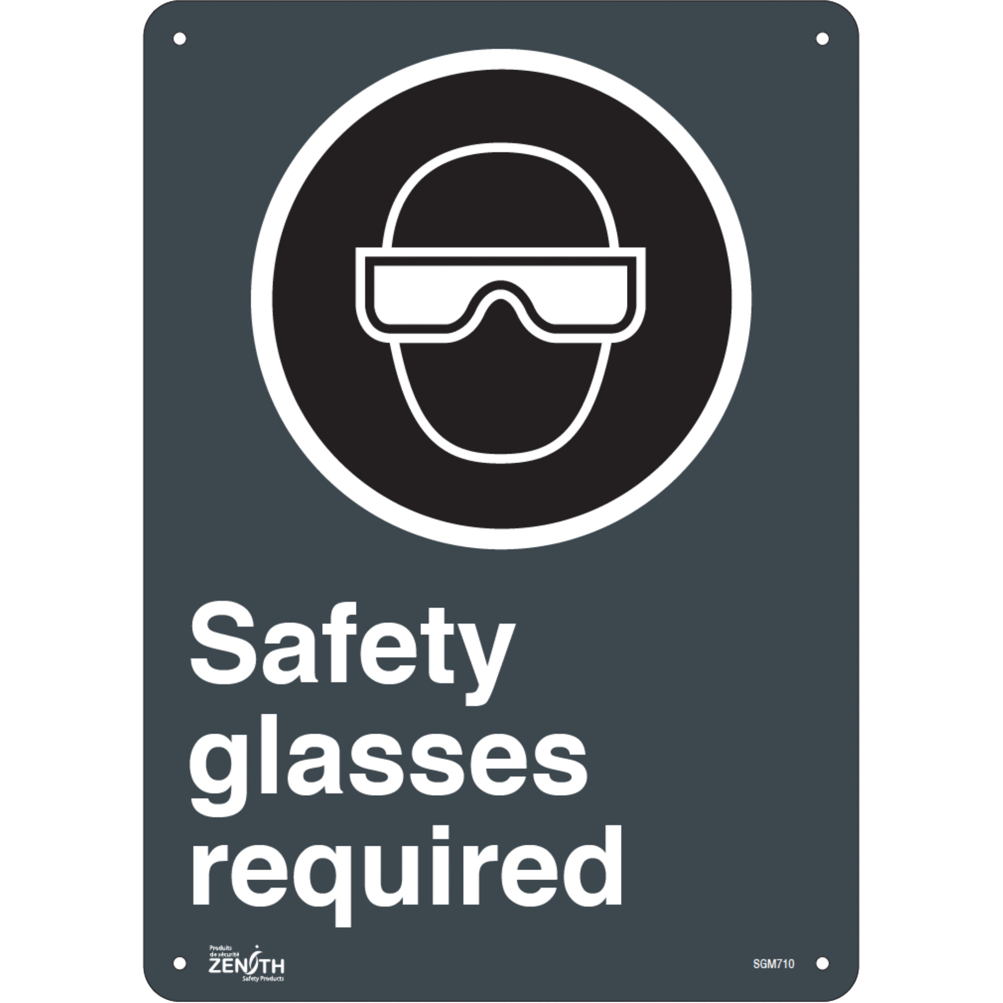 Zenith Safety Products "Safety Glasses Required" Sign, 14" x 10
