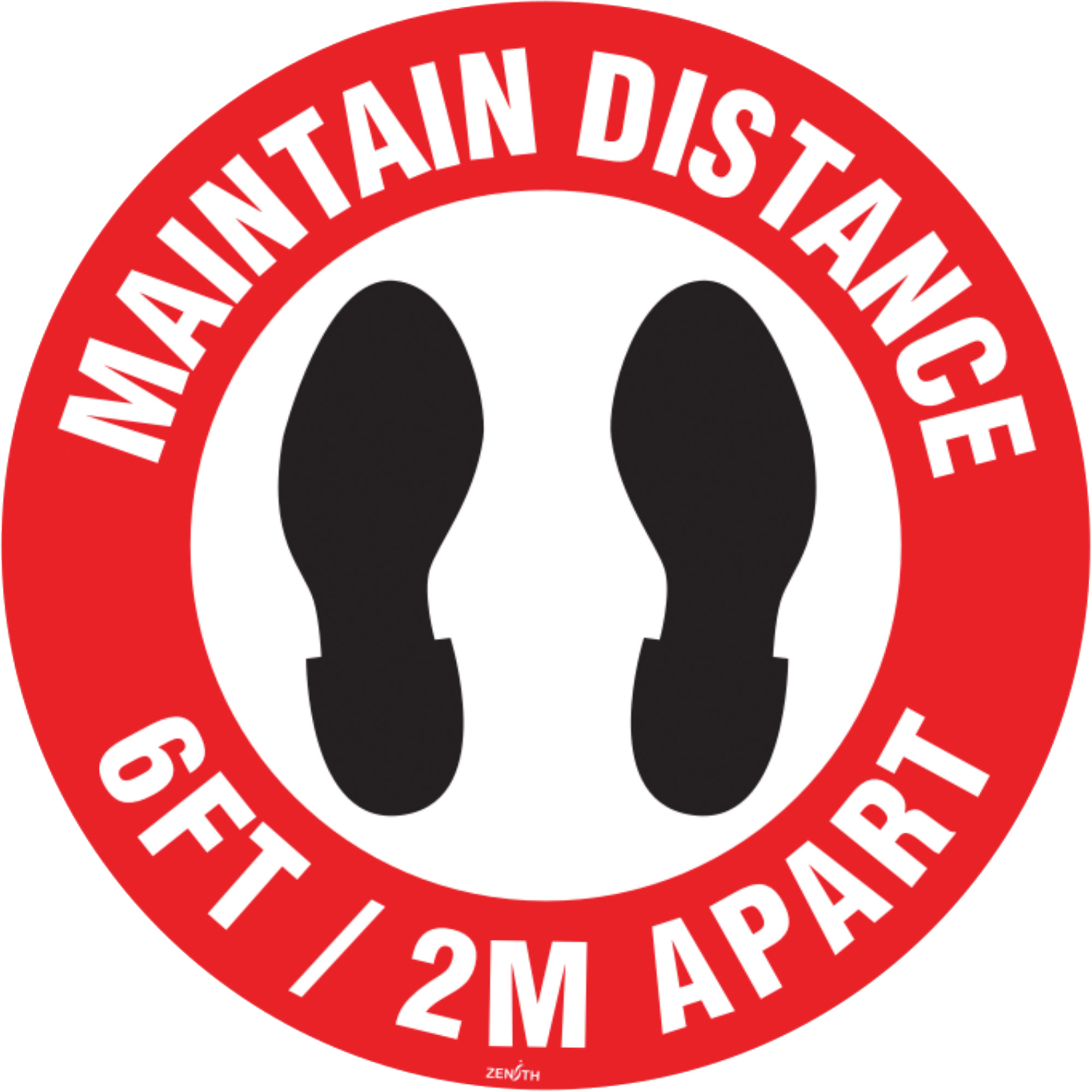 Zenith Safety Products "Maintain Distance" Floor Sign, Adhesive