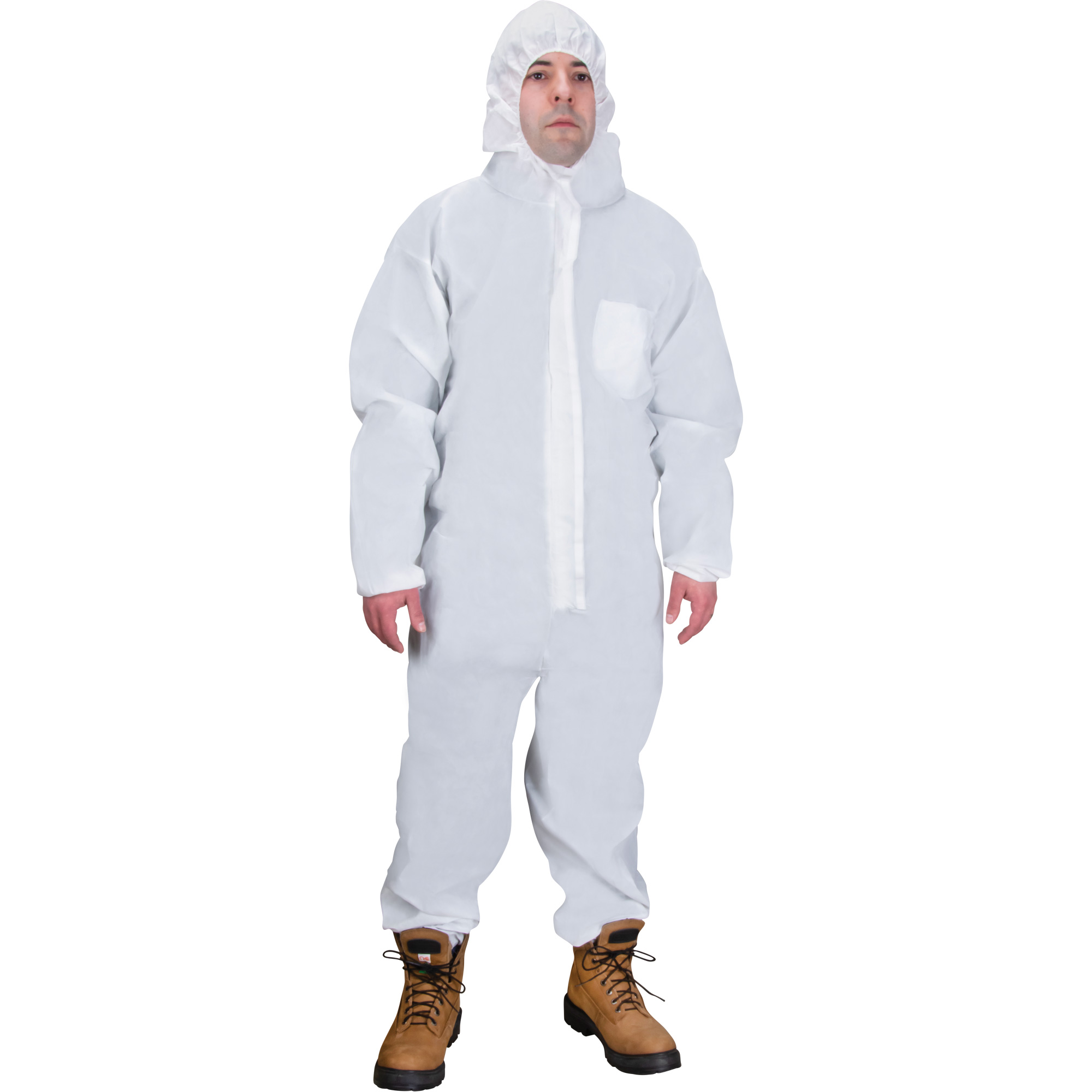 Zenith Safety Products Hooded Coveralls, Large, White, SMS Zenith
